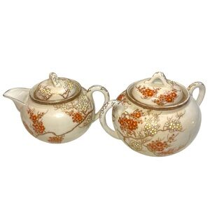 Vintage Nikkō Elegant Japanese Cherry Blossom Floral Cream & Sugar Set